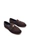 Genuine Suede Leather Laceless Women's Brown Penny Loafer Shoes - 2