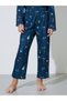 Girls Navy Blue All Over Floral Print T-Shirt And Straight Leg Pants Pyjama Set - 4
