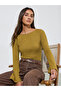 Mustard Long Flared Sleeves Wide Neck Knit Top