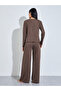 Brown Solid Button-Up Shirt And Wide Leg Pants Pyjama Set - 6
