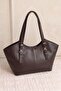 Women's Soft Leather Volume Hand and Shoulder Bag with Buckle, Brown