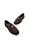 Genuine Suede Leather Laceless Women's Brown Penny Loafer Shoes - 6