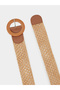 Khaki Crochet Belt With Round Buckle - 3