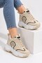 New Season Women's Beige Internal Heel High-Soled Sports Shoes [10] cm Height - 2
