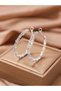 Silver Textured Hoop Earrings - 2