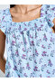 Blue All Over Floral Print Smoked Tank Top And Wide Leg Pants Pyjama Set - 4