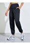 Black Solid Ruched Details Cuffed Hem Joggers