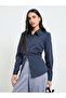 Navy Pinstripe Long-Sleeve Shirt