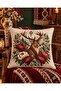 Romanian Themed Rooster, Deer and Ethnic Motifs Digital Printed Set of 4 Gift Throw Pillow Covers - 4
