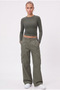 Women's Main Lux Touch Soft Texture Dark Khaki Blouse - 2