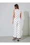 Cream Embroidered Sleeveless Top And Wide Leg Trousers Set - 5