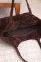 Women's Soft Suede Volume-Enhancing Hand and Shoulder Bag with Buckle, Brown - 2
