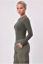 Women's Main Lux Touch Soft Texture Dark Khaki Blouse - 3