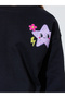 Girls Black Star Print Regular Fit Sweatshirt - 4