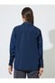 Navy Blue Solid Long Sleeves Button Details Oversized Shirt - 5