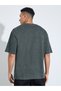 Grey Acid Wash Crew Neck Oversized T-Shirt With Front Print - 5