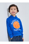 Boys Blue Basketball Print Regular Fit Hoodie
