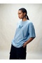 Blue Butterfly Print Round neck Oversized T-Shirt - 4