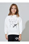 Girls Off White Bow Print Oversized Sweatshirt - 3