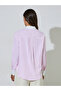 Pink Striped Contrast Trims Long Sleeves Oversized Shirt - 4