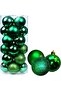 Christmas Tree Ornaments, 24-Piece Shatterproof Green Baubles Set, 6cm Mixed Texture Balls with Shiny, Matte, Glitter Finish, Holiday Decoration with Hanging Rope
