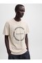 Beige Jjbenson Slogan Print Crew Neck T-Shirt - 5