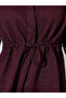 Burgundy Solid Belted Waist Long Sleeves Shirt - 4