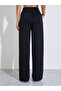 Black Solid Wide Leg Side Slit Activewear Pants - 4