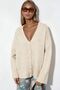 Viorna Ribbed V-Neck Buttoned Cardigan