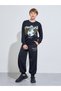 Teen Boys Black Football Print Regular Fit Sweatshirt - 2