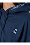 Navy Blue Slogan Embroidered Oversized Hoodie - 5