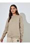 Beige Solid Round Neck Regular Fit Sweatshirt - 3