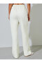 Cream Solid Pleated Details Wide Leg Joggers - 4