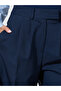 Navy Blue Solid Wide Leg Mid Rise Tailored Pants - 3
