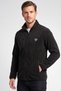 Men's Large Size Black Zippered Outdoor Winter Fleece Jacket with Chest Pocket