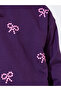 Girls Purple Bow Print Regular Fit Sweatshirt - 4