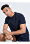 Navy Blue Solid Round Neck Short Sleeves Regular Fit Active T-Shirt