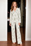 Women's Long Sleeve Buttoned Patterned Green Pajama Set