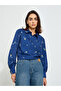 Navy Blue Floral Long Sleeve Regular Fit Shirt - 3
