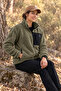 Women's Oversize Zippered 3-Pocket Welsoft Plush Fleece Khaki Jacket - 4