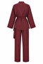 Tile Flounce Thin Belted Kimono Set - 8739 - 2