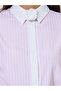 Pink Striped Contrast Trims Long Sleeves Oversized Shirt - 2