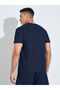 Navy Blue Solid Round Neck Short Sleeves Regular Fit Active T-Shirt - 5
