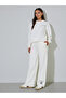 Off White Printed Wide Leg Mid Rise Jogers - 2