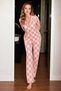 Women's Long Sleeve Buttoned Patterned Pink Pajama Set - 2