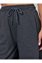 Charcoal Solid Pintuck Detail Mid-Rise Drawstring Joggers - 3