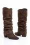 Women's Santorini Brown Suede Snap-On Boots with Drawstring Detail - 5