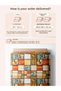 100% Cotton Satin Patchwork Fabric – 300X155 cm – Geometric and Floral Patchwork Pattern, in Orange Blue and Beige Tones - 3
