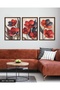 Red Flower 3 Piece Wooden Framed Painting Act - 4
