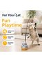 1 Piece Cat Shaped Rotating Plush Fish Toy with Fish – 360 °   Interactive Plush Cat Toy with Rotating Cat Figure, Flexible Spring Rod, 3m Adhesive Base - 4